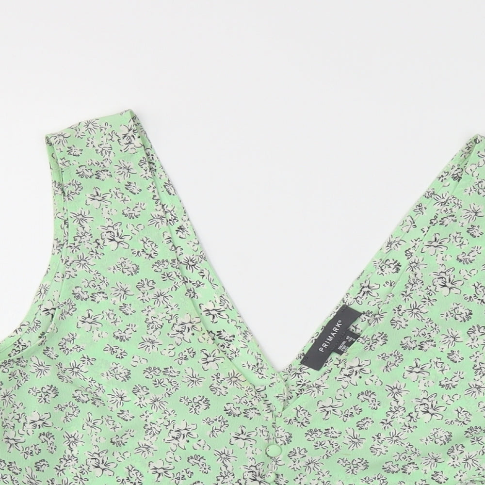 Primark Womens Green Floral  Basic Blouse Size 12