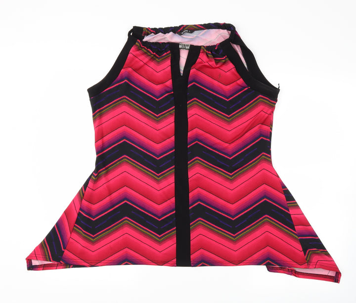 Roman Womens Pink Argyle/Diamond Basic T-Shirt Size 14