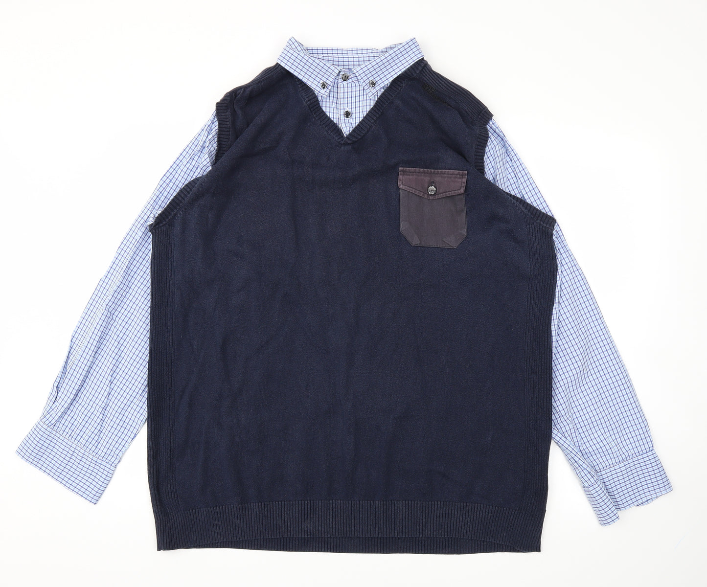 Easy Mens Blue Check   Polo Size 2XL