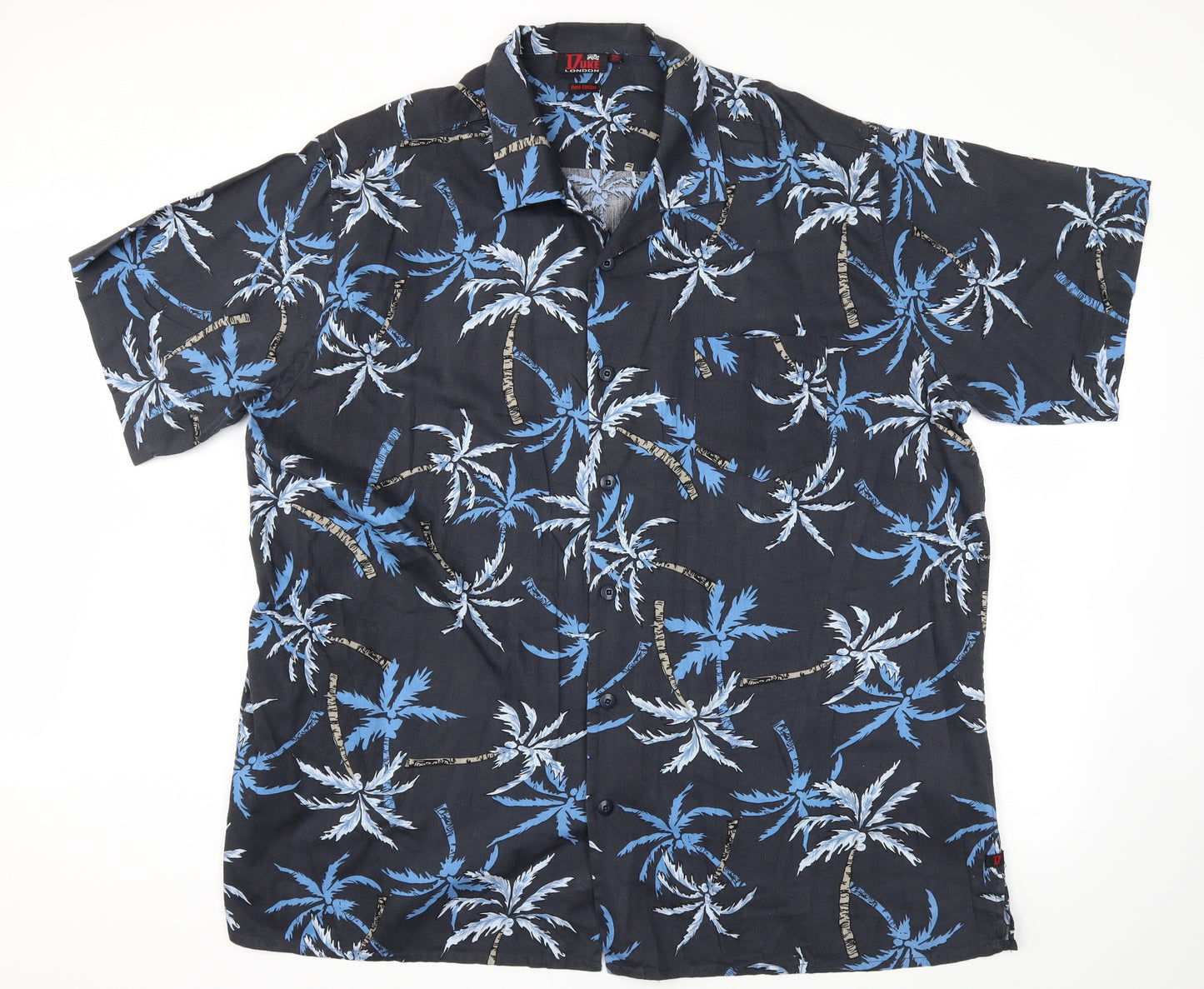Duke London Mens Blue Floral   T-Shirt Size 4XL
