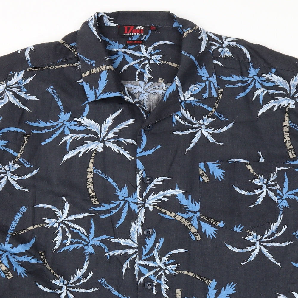 Duke London Mens Blue Floral   T-Shirt Size 4XL