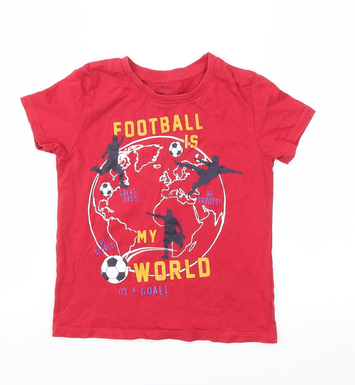Primark Boys Red   Basic T-Shirt Size 3-4 Years