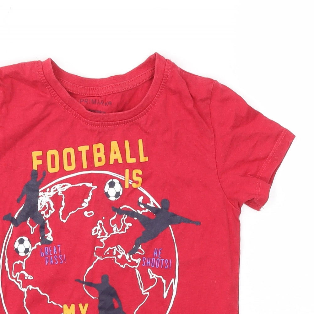 Primark Boys Red   Basic T-Shirt Size 3-4 Years