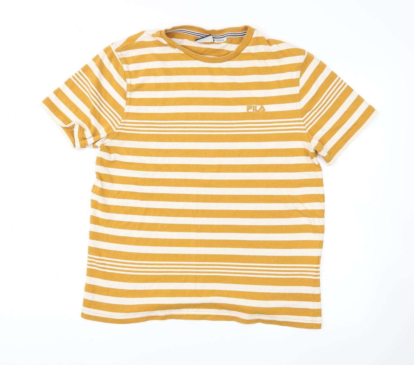 FILA Mens Yellow Striped   T-Shirt Size M