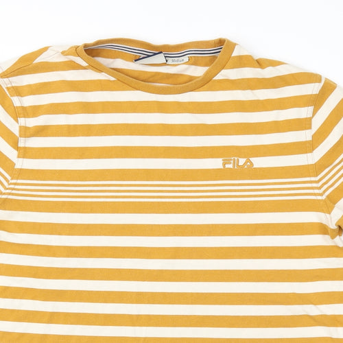 FILA Mens Yellow Striped   T-Shirt Size M