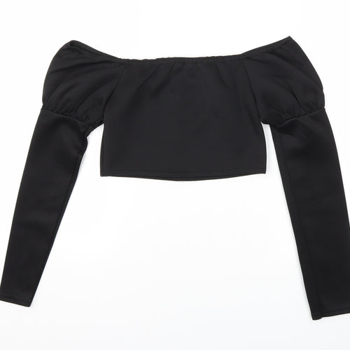 Pretty Little Thing  Womens Black   Cropped T-Shirt Size 8