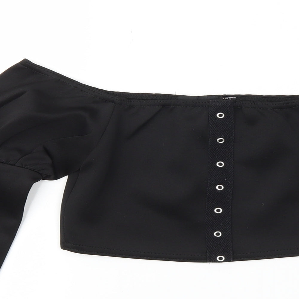 Pretty Little Thing  Womens Black   Cropped T-Shirt Size 8