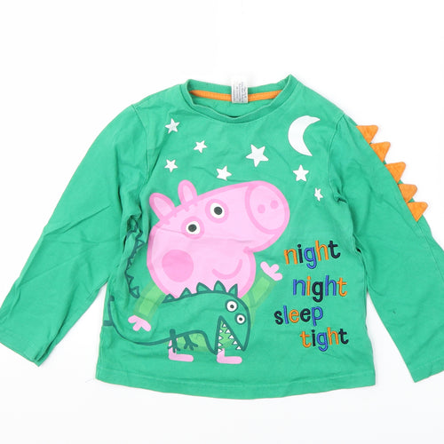 Peppa Pig Boys Green Animal Print  Basic T-Shirt Size 4-5 Years