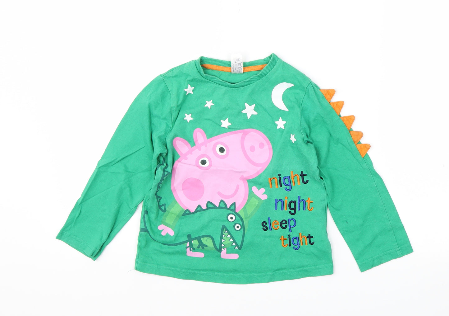Peppa Pig Boys Green Animal Print  Basic T-Shirt Size 4-5 Years