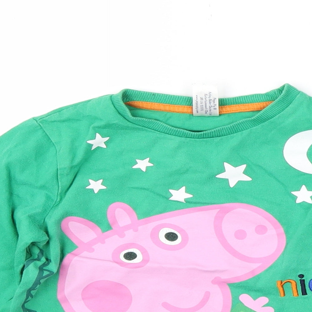 Peppa Pig Boys Green Animal Print  Basic T-Shirt Size 4-5 Years