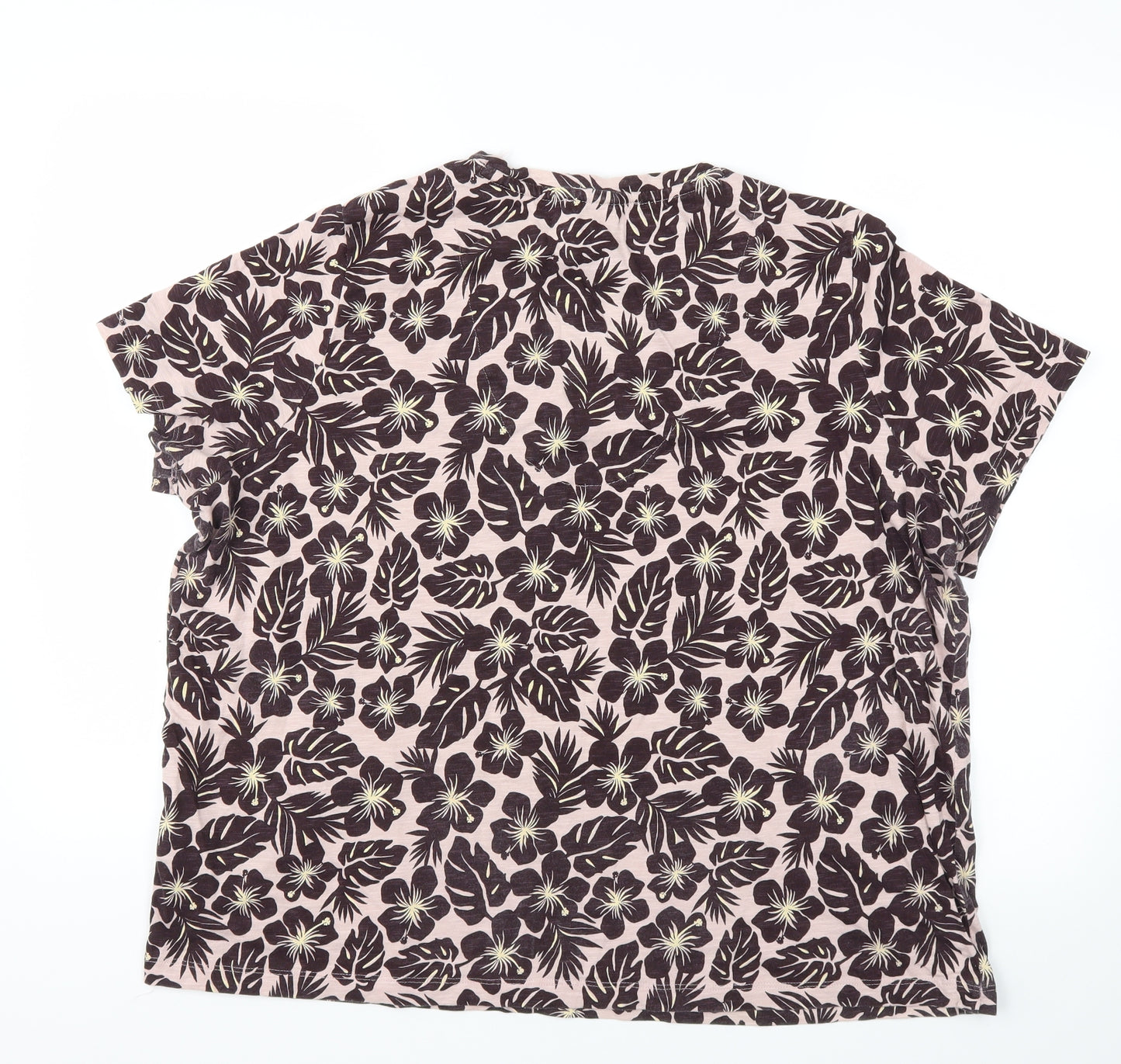 M&S Womens Pink Floral  Basic T-Shirt Size 22