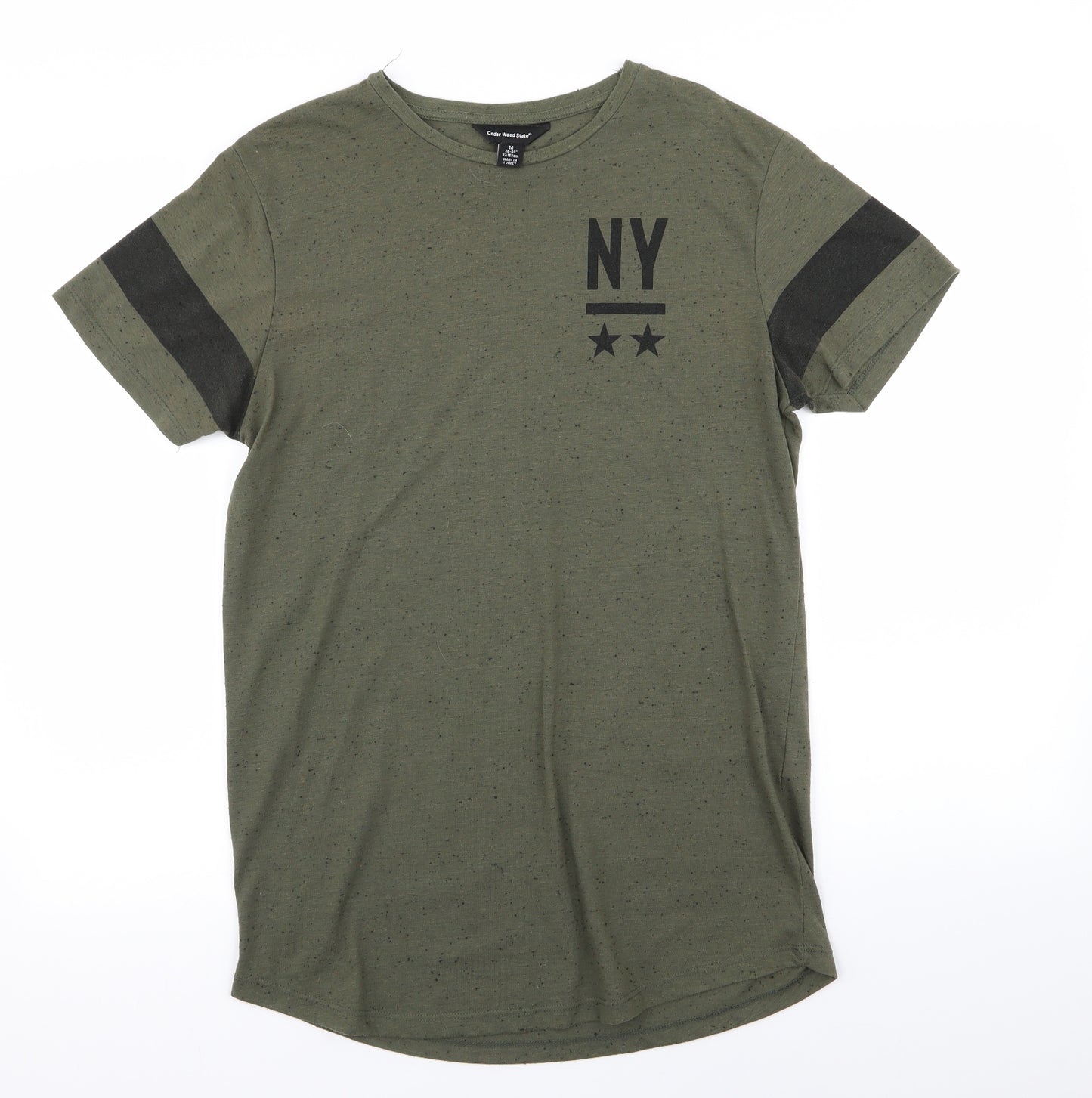 Cedar Wood State Mens Green    T-Shirt Size M
