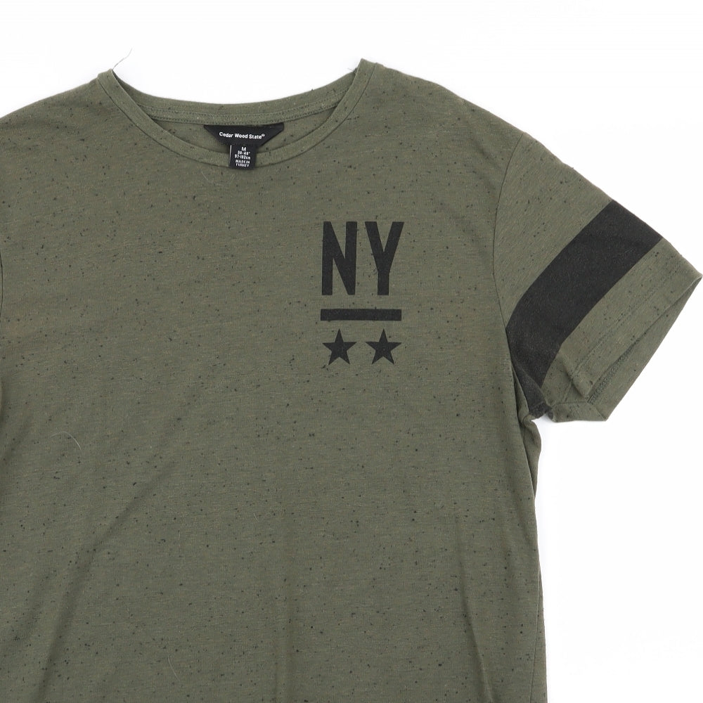 Cedar Wood State Mens Green    T-Shirt Size M