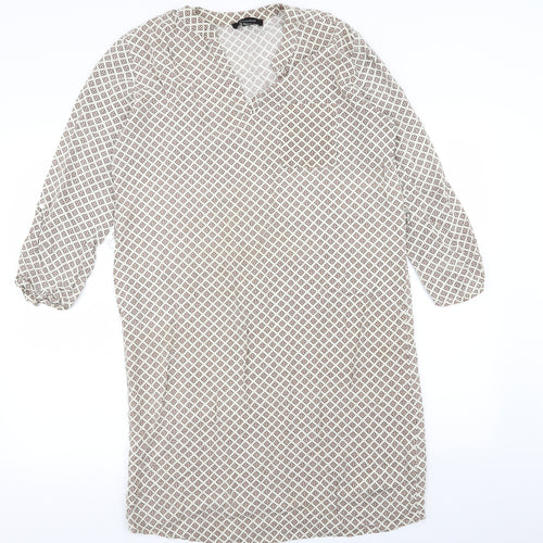 Primark Womens Beige Geometric  T-Shirt Dress  Size 12