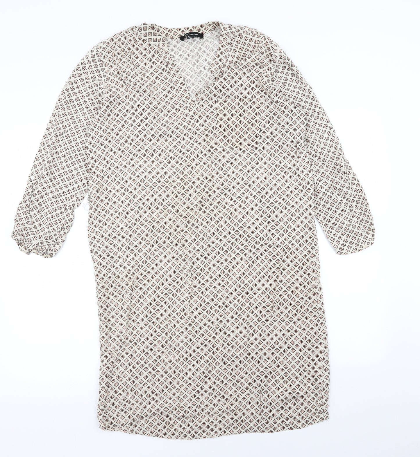 Primark Womens Beige Geometric  T-Shirt Dress  Size 12