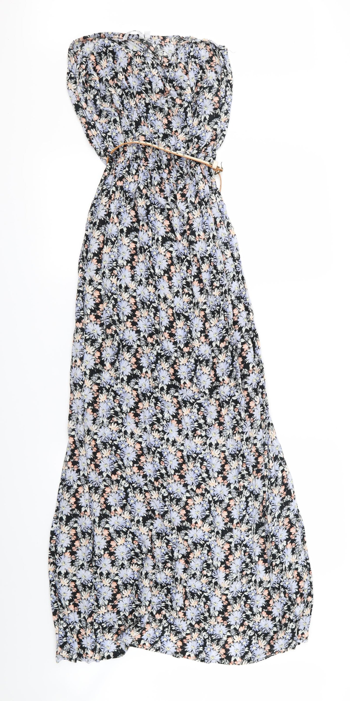 New Look Womens Blue Floral Rayon Fit & Flare  Size 14