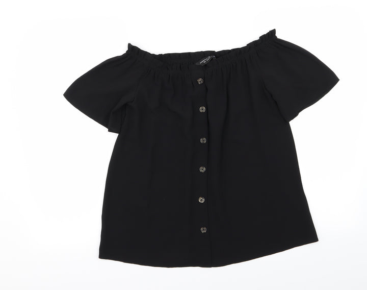 Dorothy Perkins Womens Black Basic Button-Up Size 8