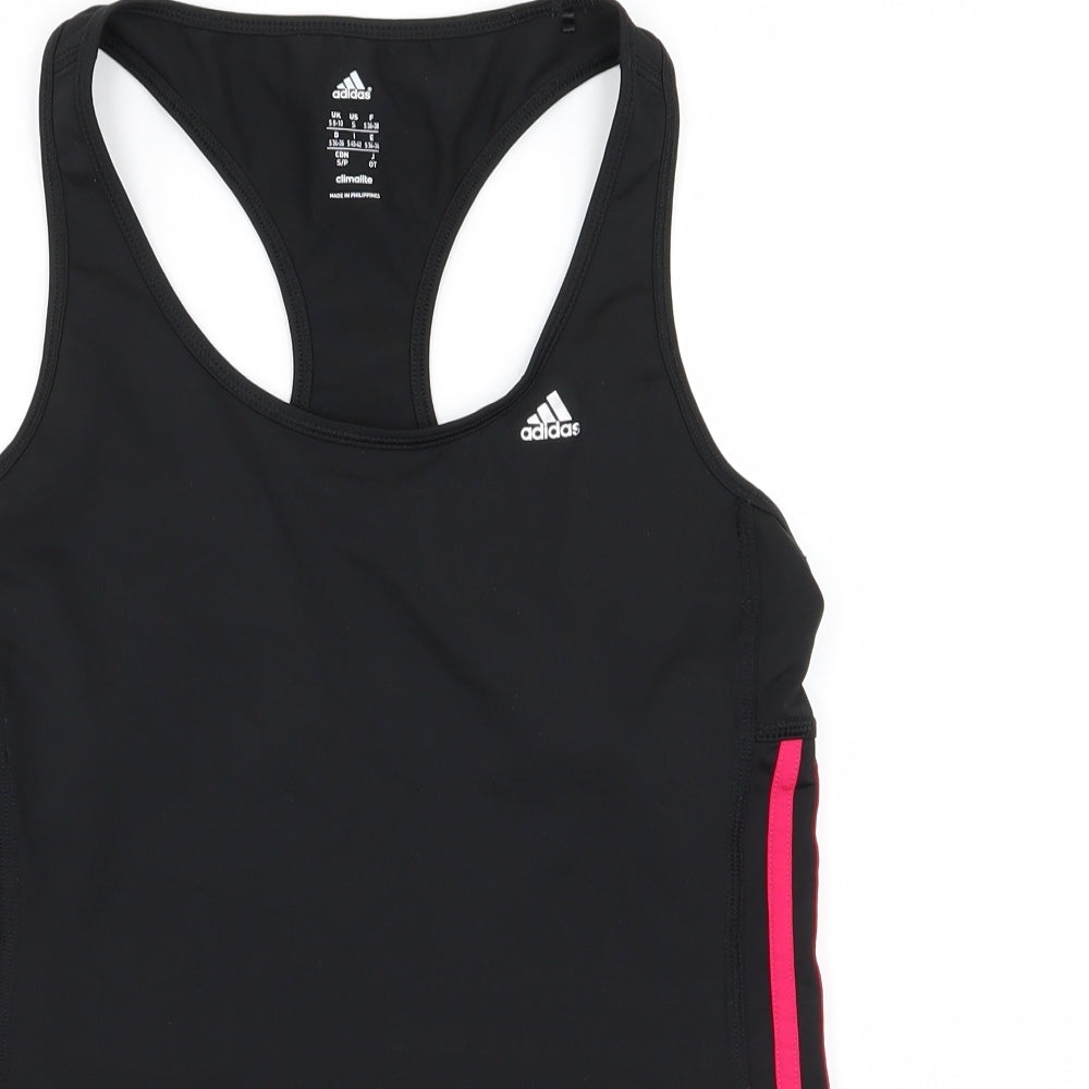 adidas Womens Black Striped  Basic Tank Size 10