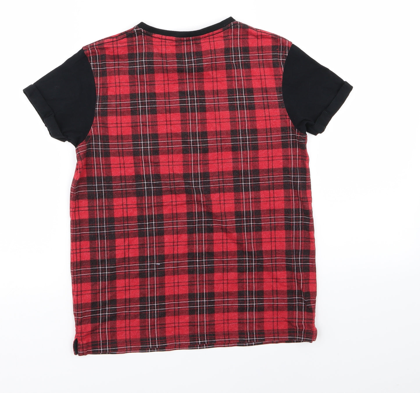 Asda George Girls Red Check  Basic T-Shirt Size 10-11 Years