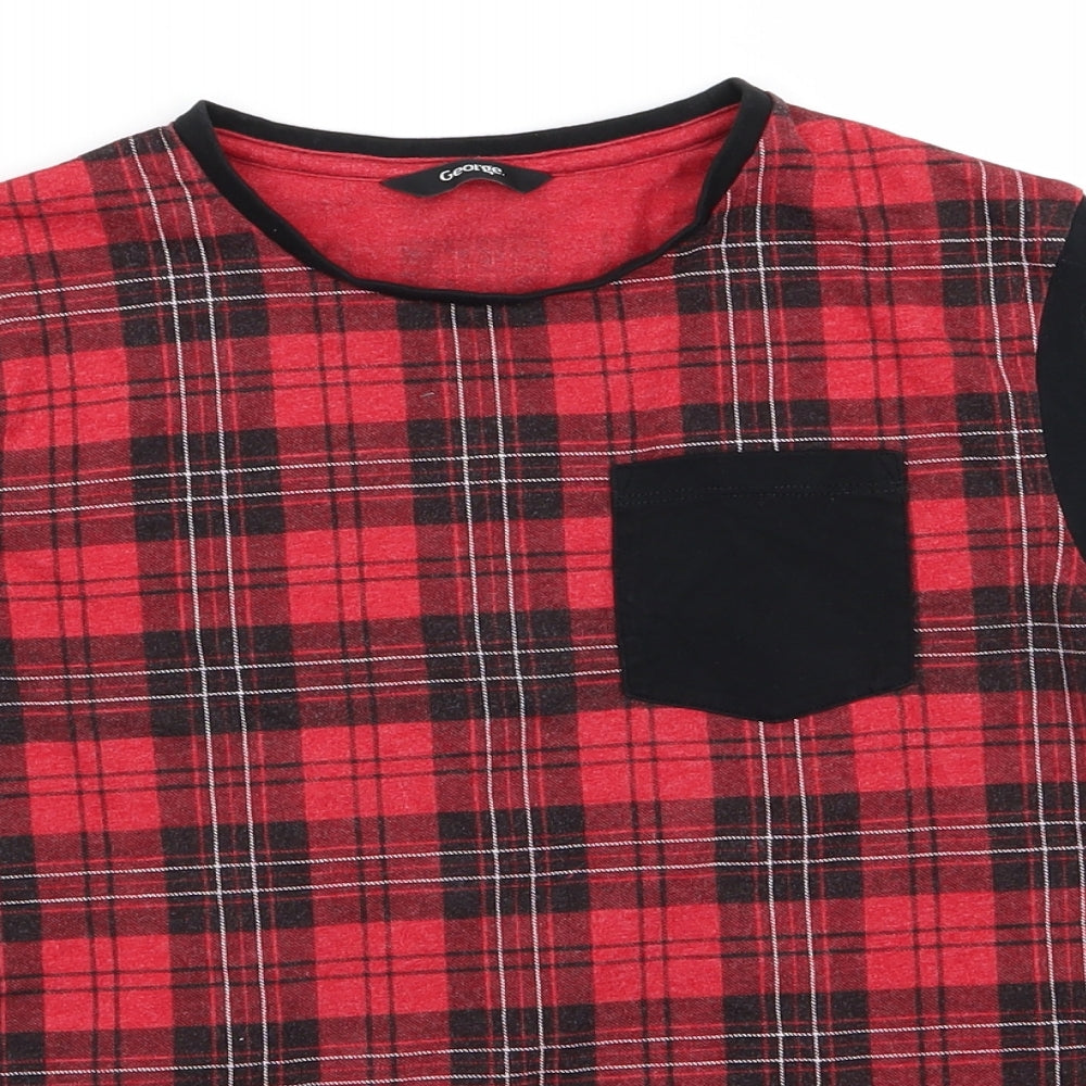 Asda George Girls Red Check  Basic T-Shirt Size 10-11 Years