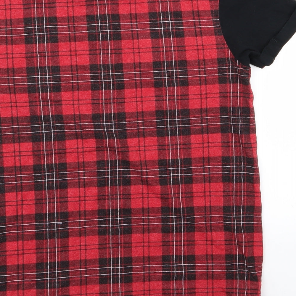 Asda George Girls Red Check  Basic T-Shirt Size 10-11 Years