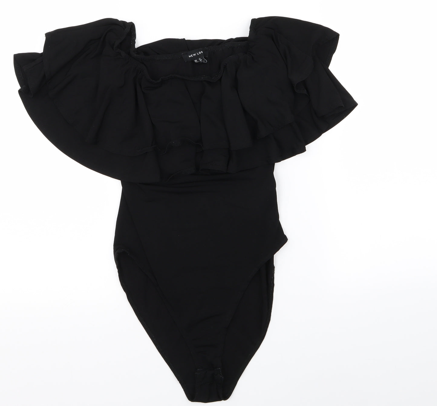 New Look Womens Black  Rayon Bodysuit One-Piece Size 12