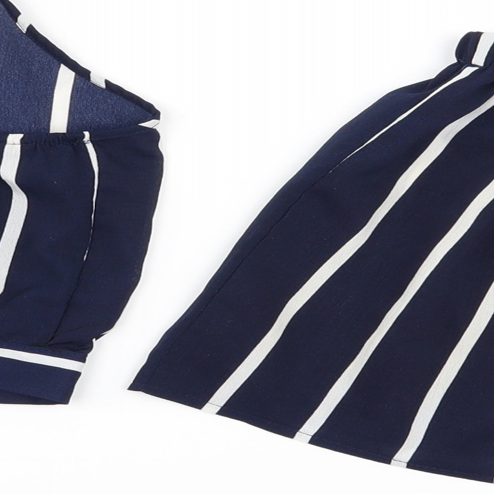 Preworn Womens Blue Striped  Camisole Tank Size L  - short/top set