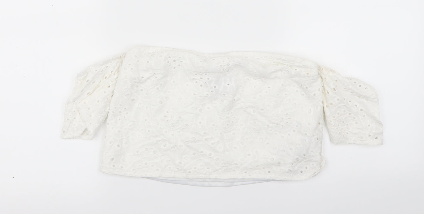 parisian Womens White   Basic T-Shirt Size 10  - crop