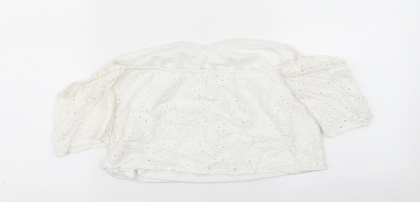 parisian Womens White   Basic T-Shirt Size 10  - crop