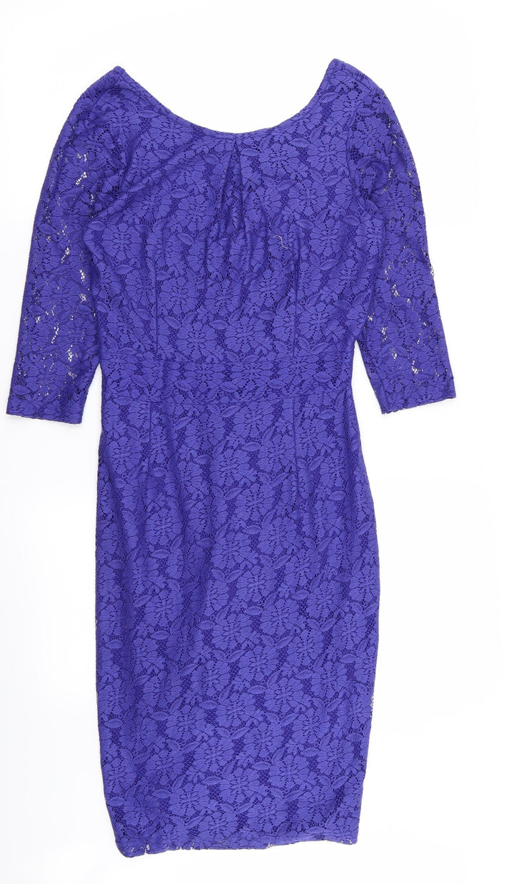 Dorothy Perkins Womens Blue Floral Bodycon Size 10