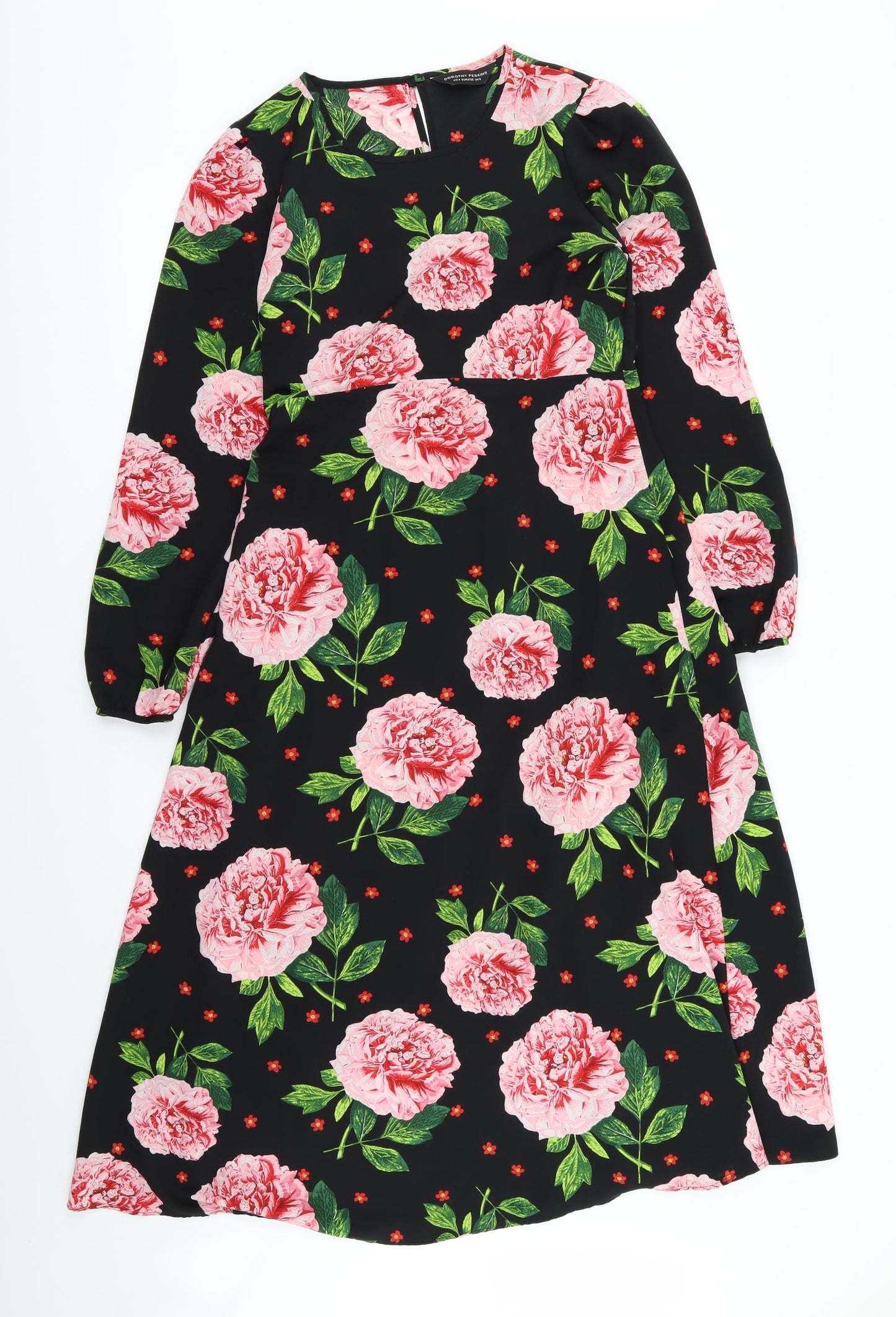Dorothy Perkins Womens Black Floral  Fit & Flare  Size 8