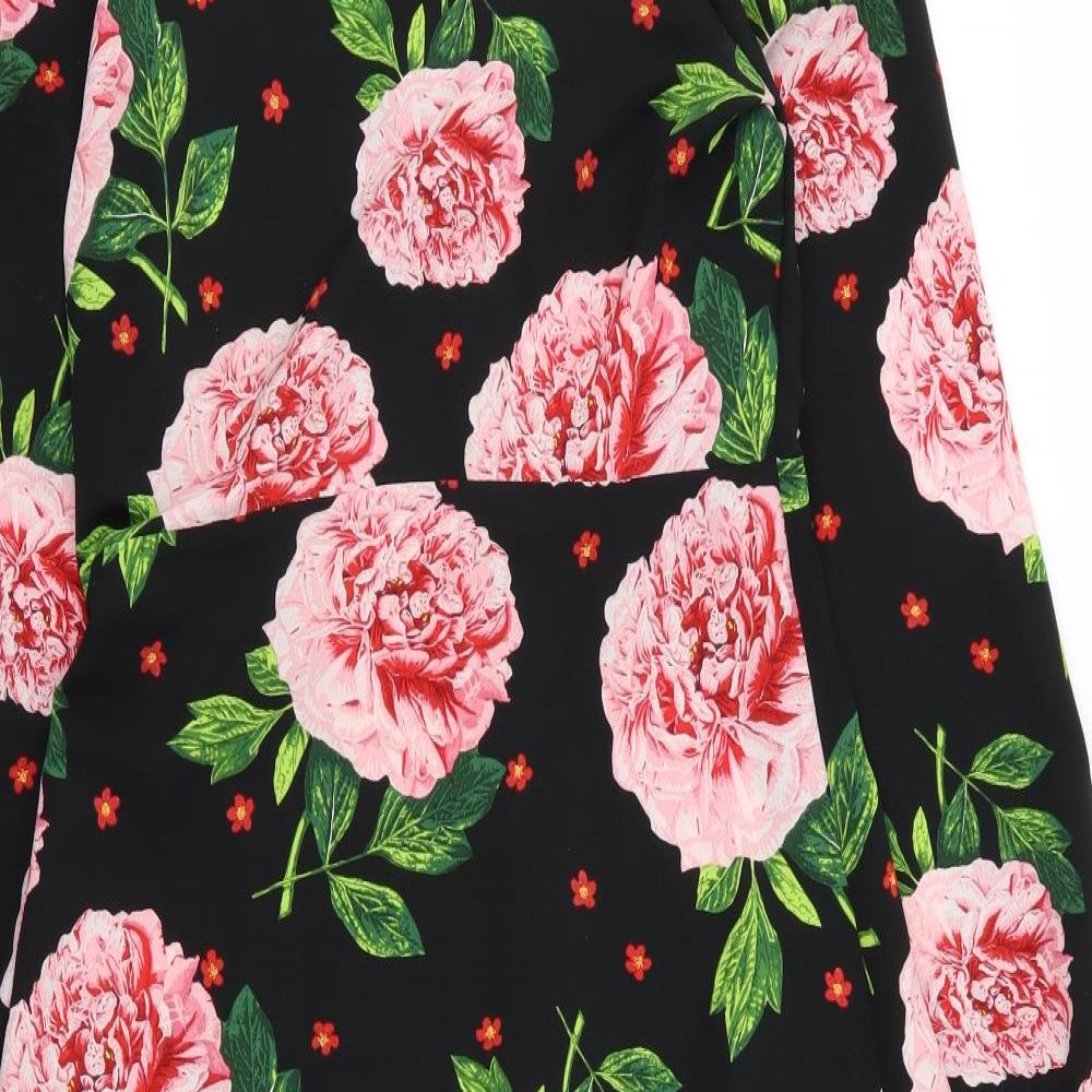 Dorothy Perkins Womens Black Floral  Fit & Flare  Size 8