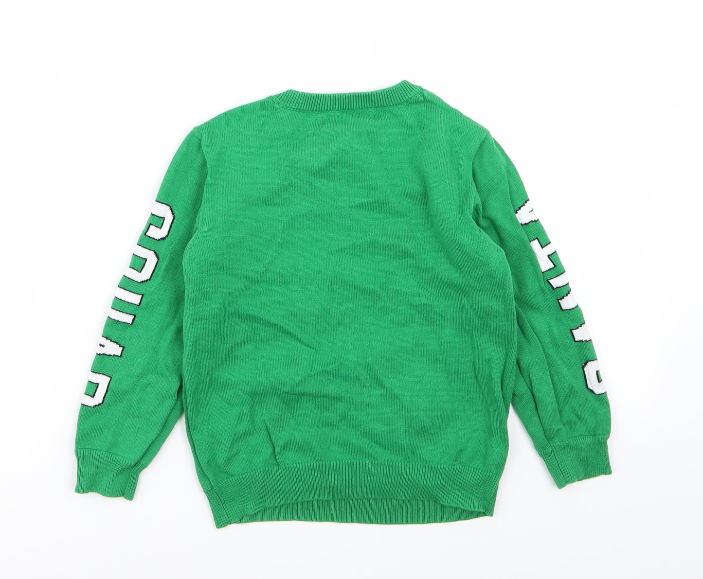 Primark Boys Green   Pullover Jumper Size 5-6 Years  - christmas