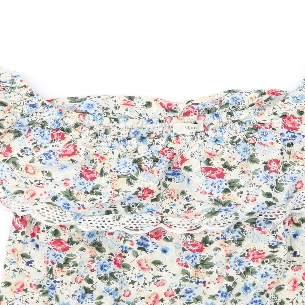 Papaya Womens Multicoloured Floral  Basic T-Shirt Size 12