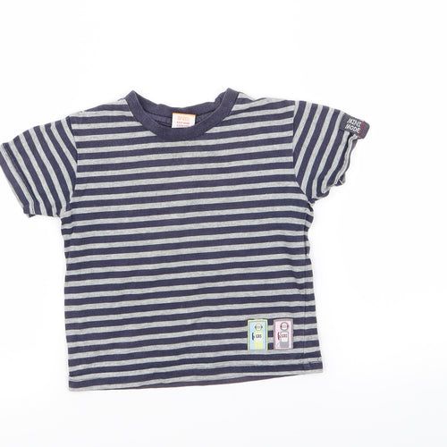 MINIMODE Boys Blue Striped  Basic T-Shirt Size 18-24 Months