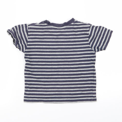 MINIMODE Boys Blue Striped  Basic T-Shirt Size 18-24 Months