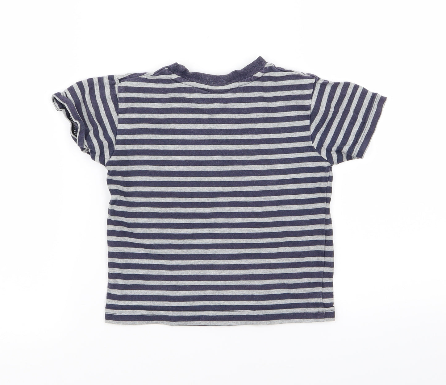 MINIMODE Boys Blue Striped  Basic T-Shirt Size 18-24 Months