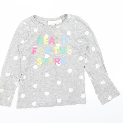 H&M Girls Grey Polka Dot  Basic T-Shirt Size 7-8 Years
