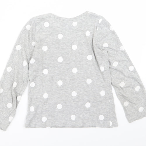 H&M Girls Grey Polka Dot  Basic T-Shirt Size 7-8 Years