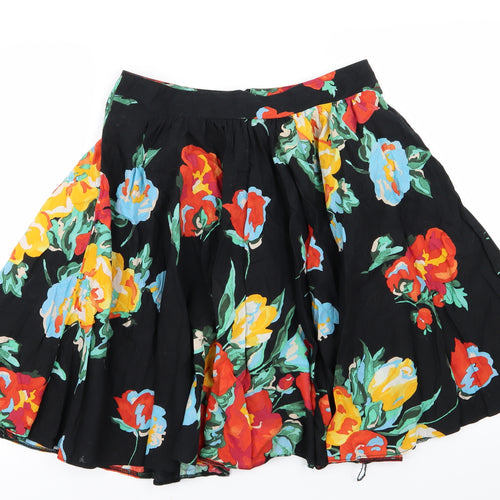 Dorothy Perkins Womens Black Floral  Flare Skirt Size 10