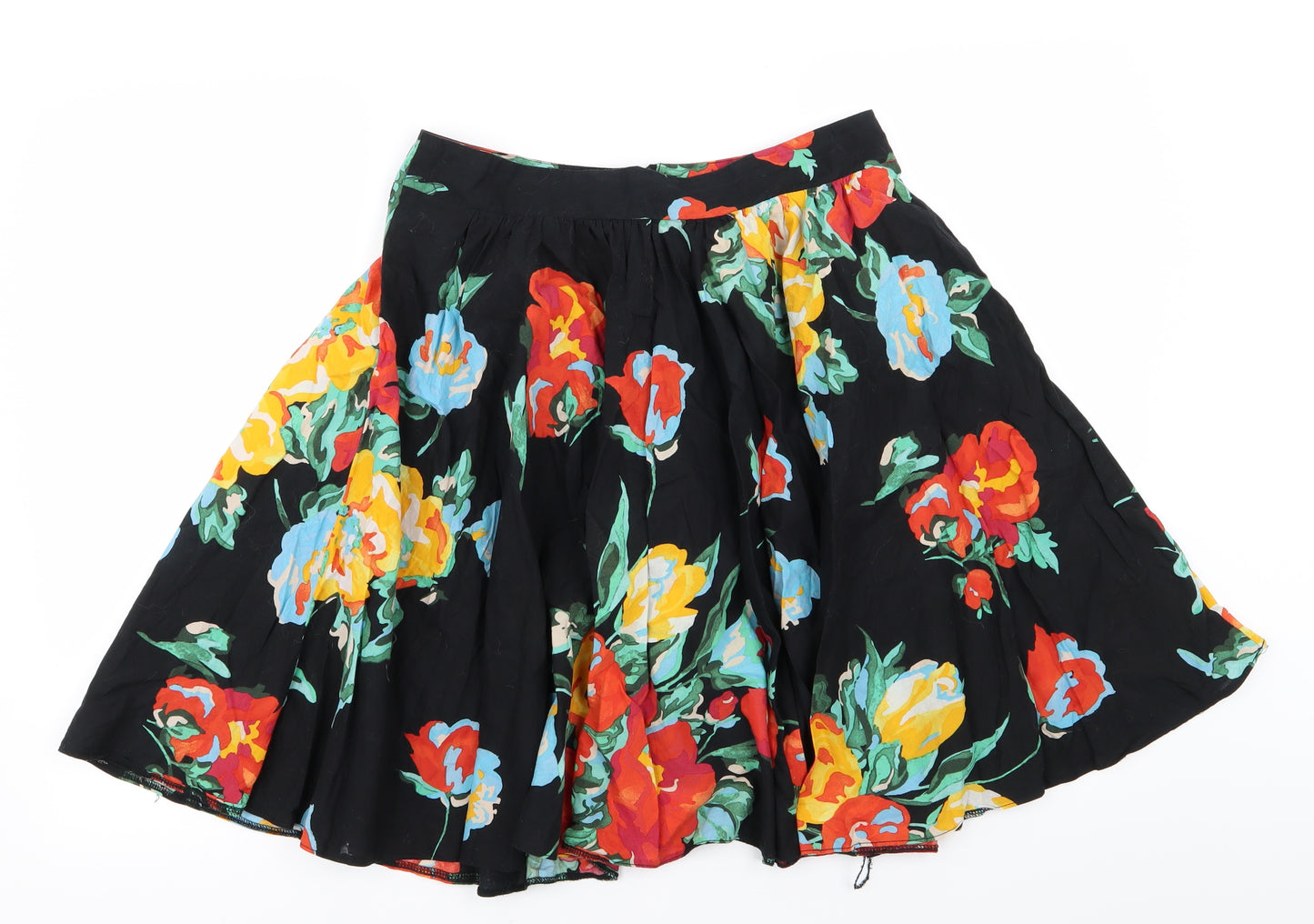 Dorothy Perkins Womens Black Floral  Flare Skirt Size 10