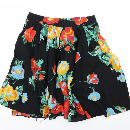 Dorothy Perkins Womens Black Floral  Flare Skirt Size 10