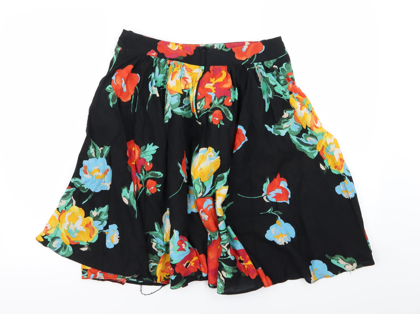 Dorothy Perkins Womens Black Floral  Flare Skirt Size 10
