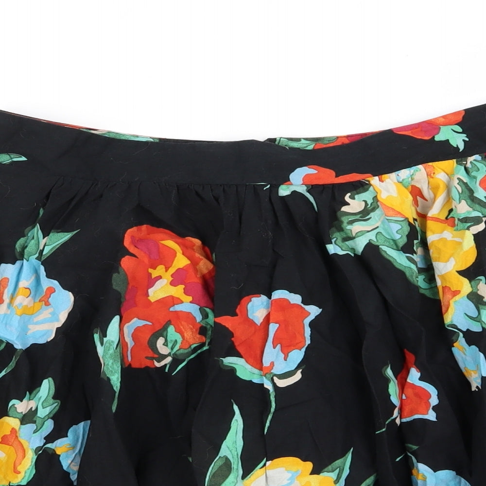 Dorothy Perkins Womens Black Floral  Flare Skirt Size 10