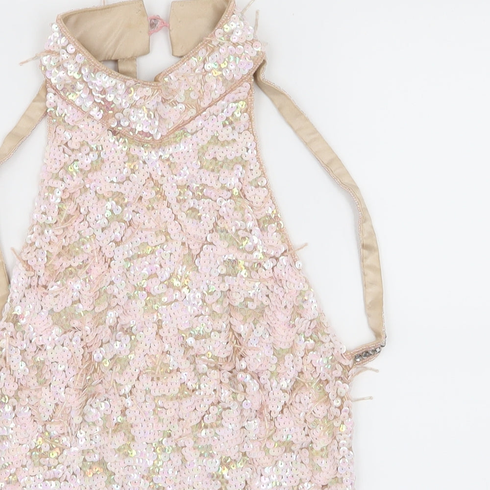 River Island Womens Pink   Basic Tank Size 8  - Sequins all over