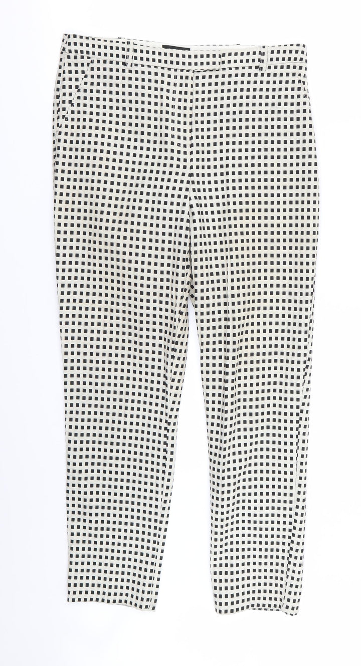 Topshop Womens White Trousers Size 10 L26 in - SQUERED PATTERN