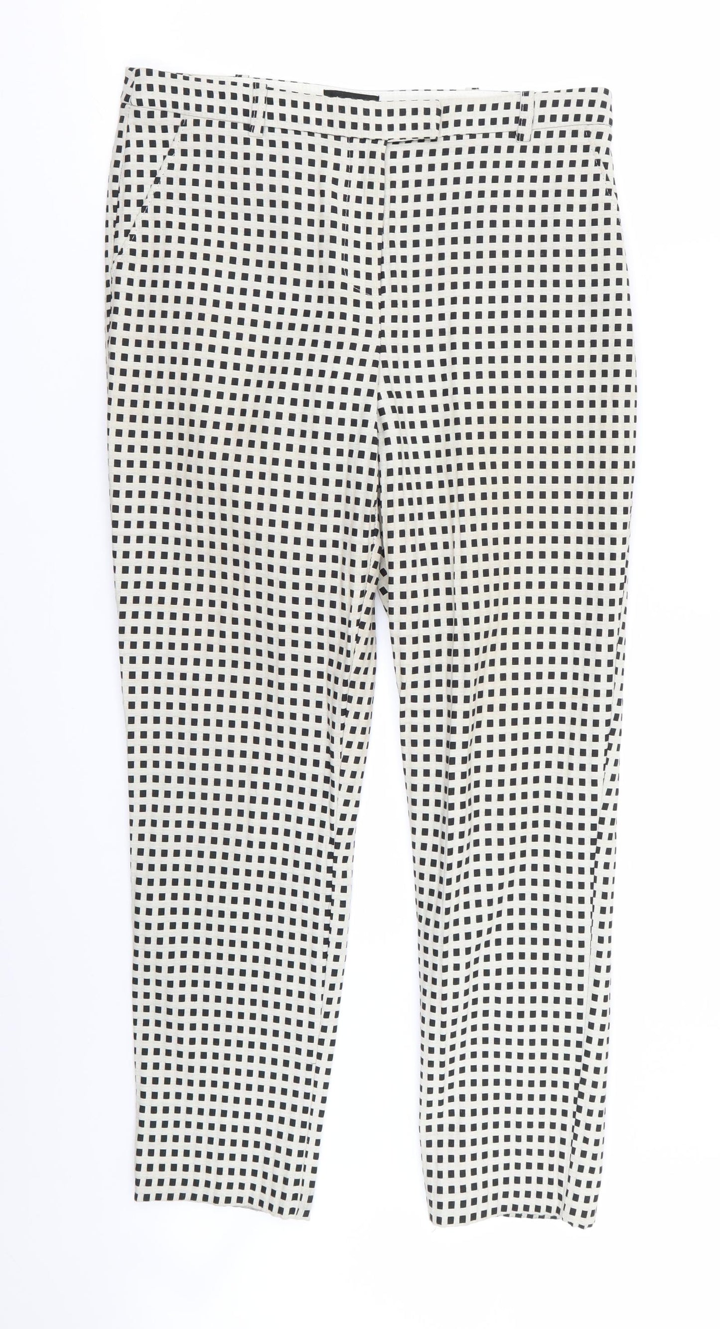 Topshop Womens White   Trousers  Size 10 L26 in - SQUERED PATTERN