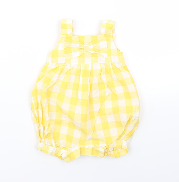 Monsoon Girls Yellow Check Pinafore/Dungaree Dress Size 0-3 Months