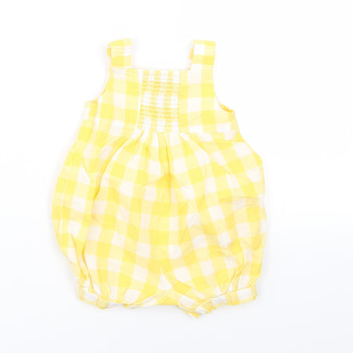 Monsoon Girls Yellow Check  Pinafore/Dungaree Dress  Size 0-3 Months