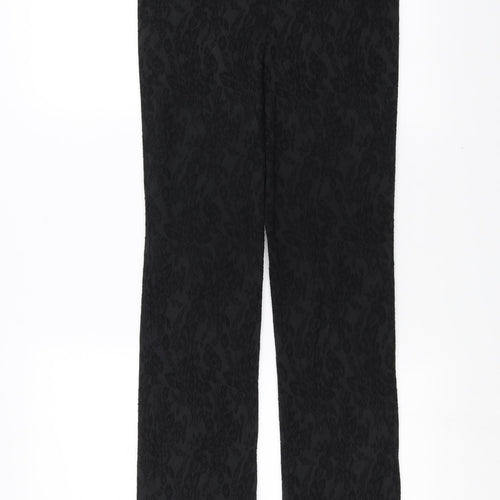 Charlotte Halton Womens Black Floral  Trousers  Size 10 L29 in - Bootcut lace detail